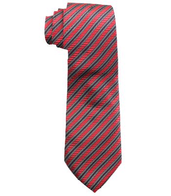 Men's Red & Black Striped Neck Tie - 56" Regular Length, 3.5" Width, 100% Polyester