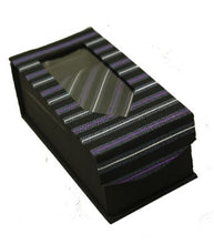 Load image into Gallery viewer, Purple and Black Striped Tie Set
