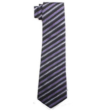 Load image into Gallery viewer, Purple and Black Striped Tie Set
