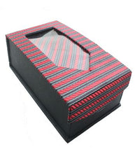 Load image into Gallery viewer, Red and Black Striped Tie Set
