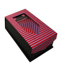 Load image into Gallery viewer, Red and White Striped With Black Lining Tie Set
