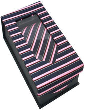 Load image into Gallery viewer, Pink and Black Striped Tie Set
