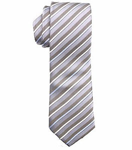 Silver and Dark Grey Stripes Tie Set