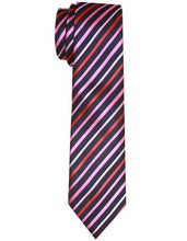 Load image into Gallery viewer, Red, Pink, and Black Striped Tie Set
