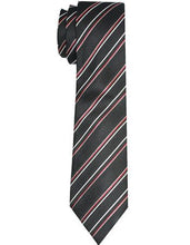 Load image into Gallery viewer, Black, Red, and Silver Striped Tie Set
