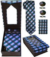 Load image into Gallery viewer, Blue Cross Hatch Tie Set
