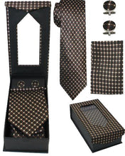 Load image into Gallery viewer, Brown With White Polka Dots Tie Set
