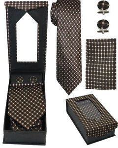 Brown With White Polka Dots Tie Set