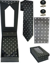 Load image into Gallery viewer, Black With White Polka Dots Tie Set
