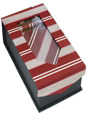 Load image into Gallery viewer, Red With Grey Stripe Ties Set
