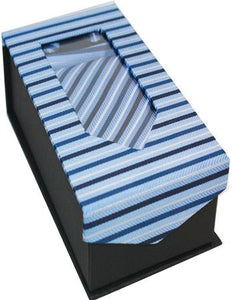 Light Blue With Navy Blue Striped Tie Set